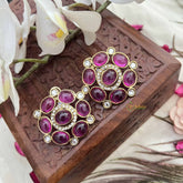 Vriksham Statement Pink Kundan Cocktail Stud Earrings-G20132